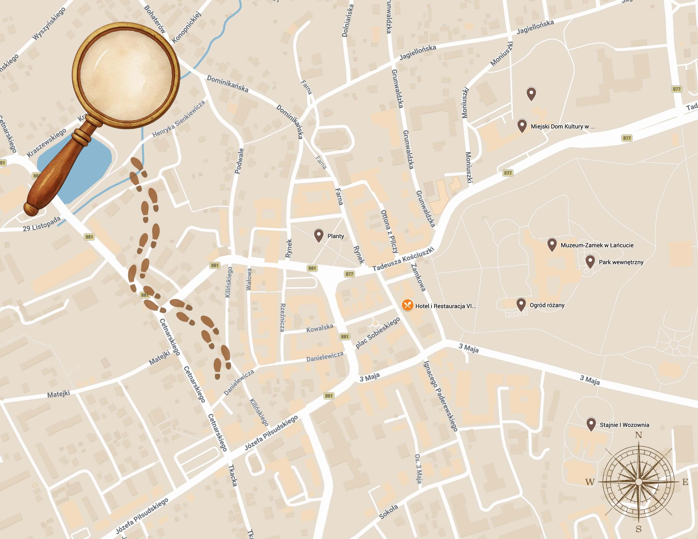 Mapa trasy gry terenowej Vis a Vis Łańcut